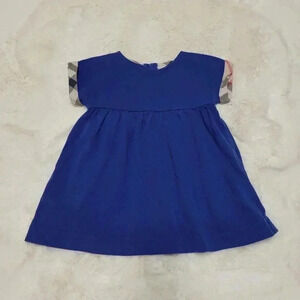 Burberry London Toddler Girl Royal Blue  100% Cotton Dress Nova Check Size 2T